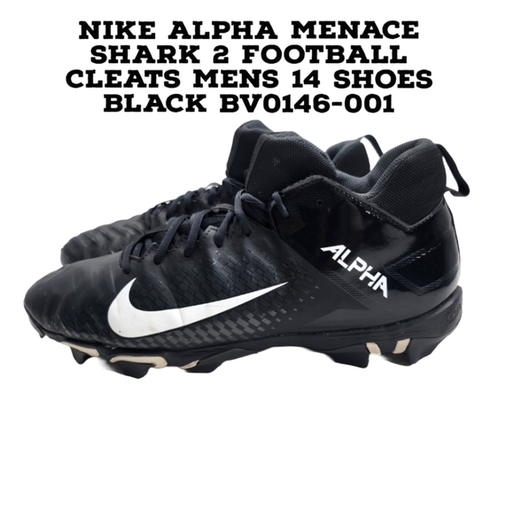 Nike Alpha Menace Shark 2 Football Cleats Mens 14 Shoes Black BV0146-001 - Picture 1 of 16